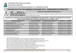 processo seletivo para ingresso no segundo ciclo