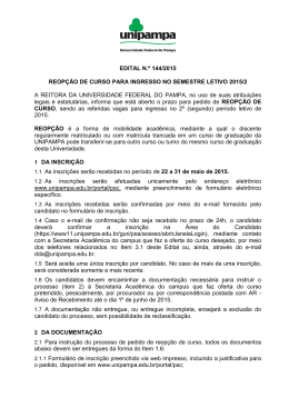 EDITAL N.&ordm; 144/2015 REOP&Ccedil;&Atilde;O DE CURSO PARA INGRESSO NO