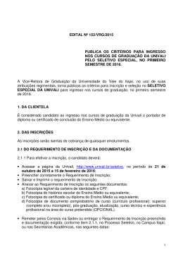 Edital n&ordm;152/VRG/2015 - Seletivo Especial - Todos os