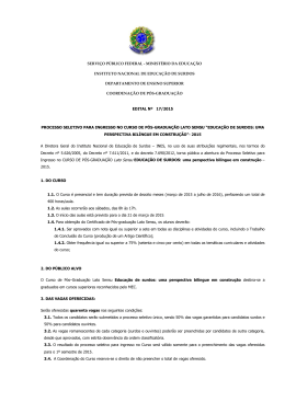 EDITAL N&ordm; 17/2015 PROCESSO SELETIVO PARA INGRESSO NO