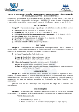 EDITAL N&ordm; 002/2011 &ndash; SELE&Ccedil;&Atilde;O PARA INGRESSO NO