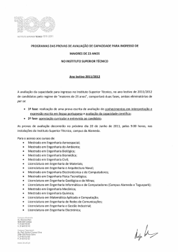 programas das provas de avaliação de capacidade para ingresso