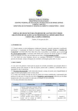edital de sele&ccedil;&atilde;o para ingresso de alunos em cursos gratuitos de