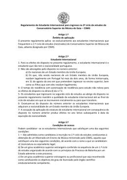 Regulamento do Estudante Internacional para ingresso no 2º ciclo