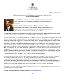 Diplomata canadense, Jamal Khokhar, nomeado como Presidente e