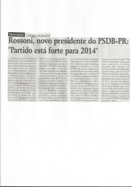 Rossoni, novo presidente do PSDB-PR: