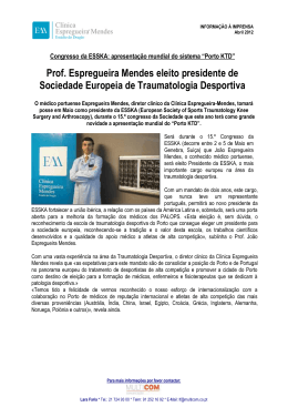 Prof. Espregueira Mendes eleito presidente de Sociedade Europeia