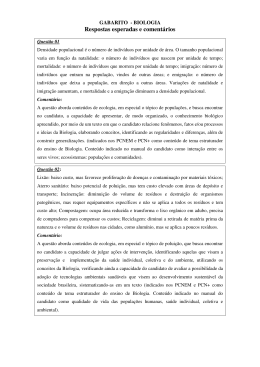 Respostas esperadas e coment&aacute;rios