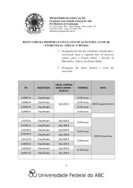 Resultado da primeira etapa e Convocação para a - Prograd