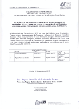 UNIVERSIDADE DE PERNAMBUCO PRO-REITORIA DE
