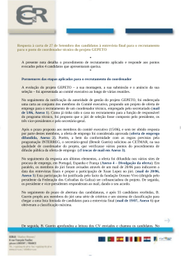 Resposta carta de 27 de Setembro dos candidatos entrevista final