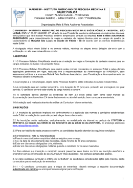 Edital de Processo Seletivo - Avalia&ccedil;&atilde;o Curricular