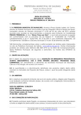 Edital Preg&atilde;o Presencial n&ordm; 085/2014