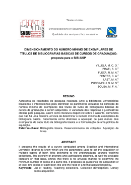DIMENSIONAMENTO DO N&Uacute;MERO M&Iacute;NIMO DE EXEMPLARES DE