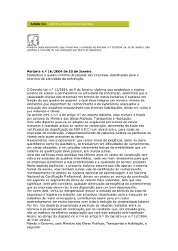 Portaria n.&ordm; 16/2004 de 10 de Janeiro Estabelece o quadro m&iacute;nimo