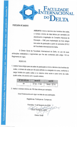 In&iacute;cio e Termino dos Hor&aacute;rios de aulas, o n&uacute;mero m&iacute;nimo de dias