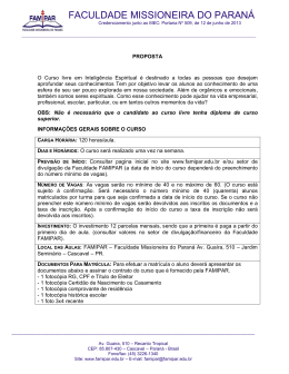 FACULDADE MISSIONEIRA DO PARAN&Aacute;