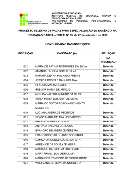 Homologa&ccedil;&atilde;o das inscri&ccedil;&otilde;es - Instituto Federal de Educa&ccedil;&atilde;o