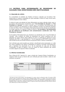 1.0 CRIT&Eacute;RIO PARA DETERMINA&Ccedil;&Atilde;O DE PRIORIDADE DE