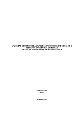 valida&ccedil;&atilde;o de um m&eacute;todo anal&iacute;tico para determina&ccedil;&atilde;o de c&aacute;lcio e
