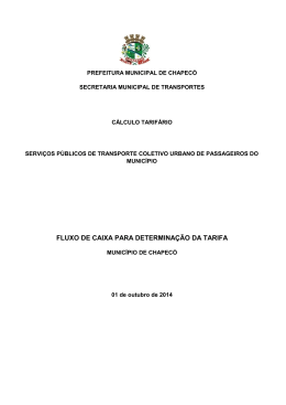 fluxo de caixa para determina&ccedil;&atilde;o da tarifa