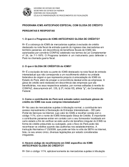 PROGRAMA ICMS ANTECIPADO ESPECIAL COM GLOSA