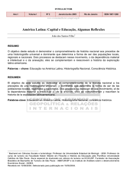 Am&eacute;rica Latina: Capital e Educa&ccedil;&atilde;o, Algumas Reflex&otilde;es