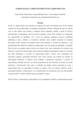 AGROECOLOGIA: SABER CIENT&Iacute;FICO E/OU SABER POPULAR