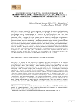 descri&ccedil;&atilde;o sociolingu&iacute;stica das fronteiras de aral moreira/brasil com