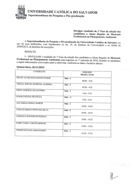 Resultado do Mestrado Profissional em Planejamento