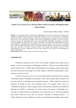 A IMPLANTA&Ccedil;&Atilde;O DA SALA DE RECURSOS