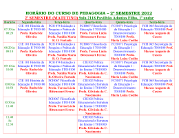 HOR&Aacute;RIO DO CURSO DE PEDAGOGIA