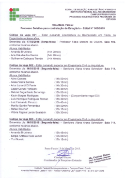 Resultado Parcial - Campus Passo Fundo - Instituto Federal Sul