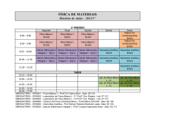 hor&aacute;rio de aulas - 1&ordm; semestre