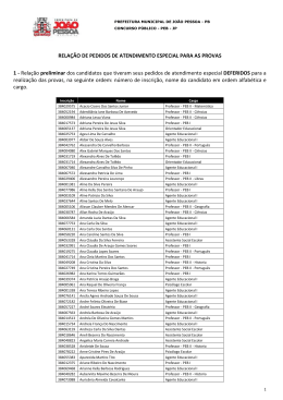 Edital preliminar de deferimento dos pedidos de