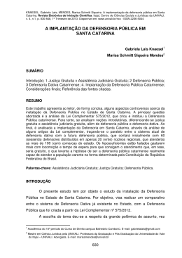 a implanta&ccedil;&atilde;o da defensoria p&uacute;blica em santa catarina