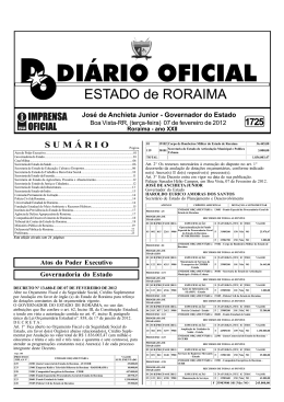 Di&aacute;rio Oficial BOA VISTA, 07 DE FEVEREIRO DE 2012