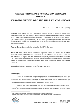 QUESTÕES ETNICO-RACIAIS E CURRÍCULO: UMA ABORDAGEM REFLEXIVA