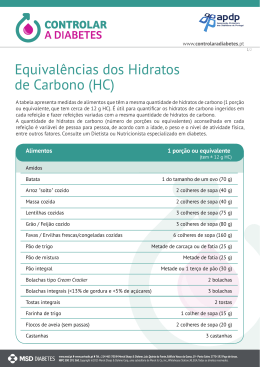 Equivalências dos Hidratos de Carbono (HC)