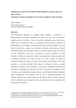 7) Forma&ccedil;&atilde;o e desenvolvimento de h&aacute;bitos alimentares