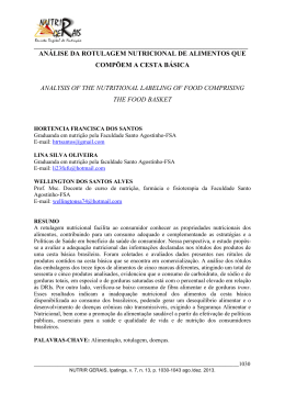 an&aacute;lise da rotulagem nutricional de alimentos que