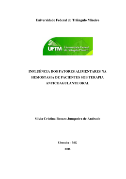 Influ&ecirc;ncia dos Fatores Alimentares na Hemostasia de