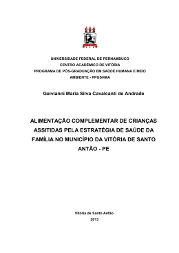 alimenta&ccedil;&atilde;o complementar de crian&ccedil;as assitidas pela estrat&eacute;gia de