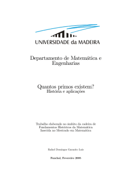 Departamento de Matem&aacute;tica e Engenharias Quantos primos
