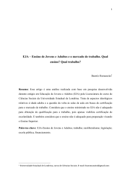 EJA &ndash; Ensino de Jovens e Adultos e o mercado de trabalho
