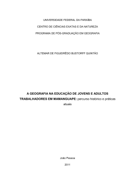 A GEOGRAFIA NA EDUCA&Ccedil;&Atilde;O DE JOVENS E ADULTOS