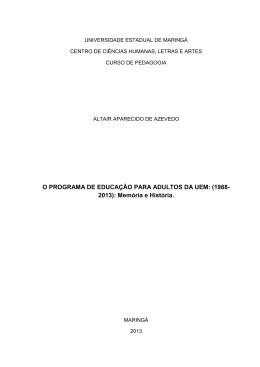 O PROGRAMA DE EDUCAÇÃO PARA ADULTOS DA UEM