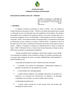 EDUCA&Ccedil;&Atilde;O DE JOVENS E ADULTOS &ndash; PARECER