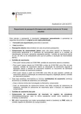 Atualizado em: julho de 2013 Requerimento de passaporte