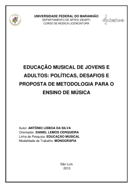 educa&ccedil;&atilde;o musical de jovens e adultos